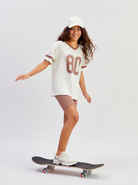 LCW Kids V Yaka Kız Çocuk Tişört ve Tayt - S5QE61Z4-FDH