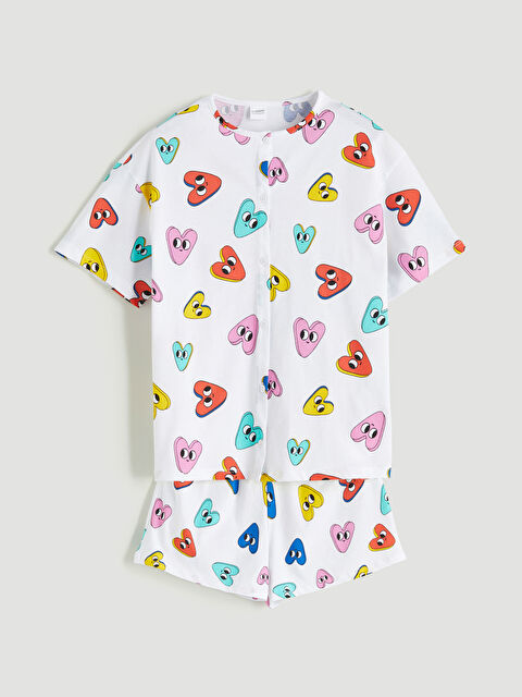 LCW Kids Bisiklet Yaka Kız Çocuk Şortlu Pijama Takımı - S5QE86Z4-LU8