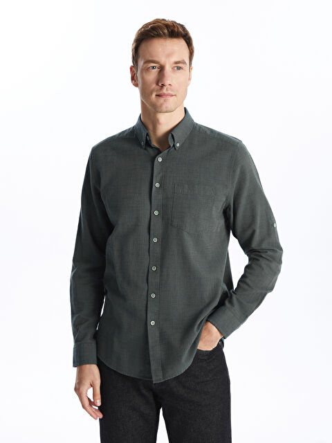 LCWAIKIKI Classic Regular Fit Uzun Kollu Armürlü Erkek Gömlek - S61564Z8-CS4