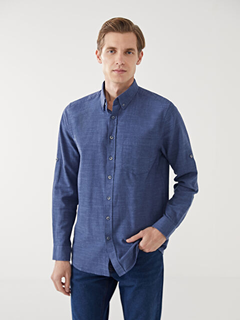 LCWAIKIKI Classic Regular Fit Uzun Kollu Armürlü Erkek Gömlek - S61564Z8-CYZ