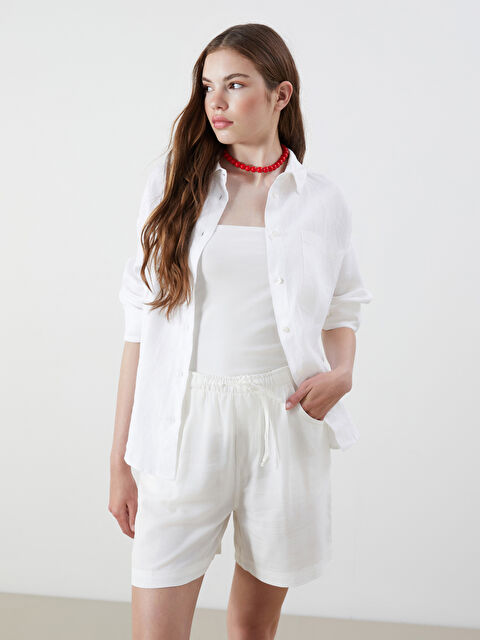 XSIDE 100% Льняная Рубашка Оверсайз Женское - S5QF15Z8-J5E