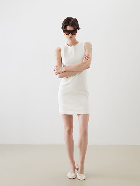 LCW Vision Bisiklet Yaka Mini Jean Elbise - S5QF20Z8-844