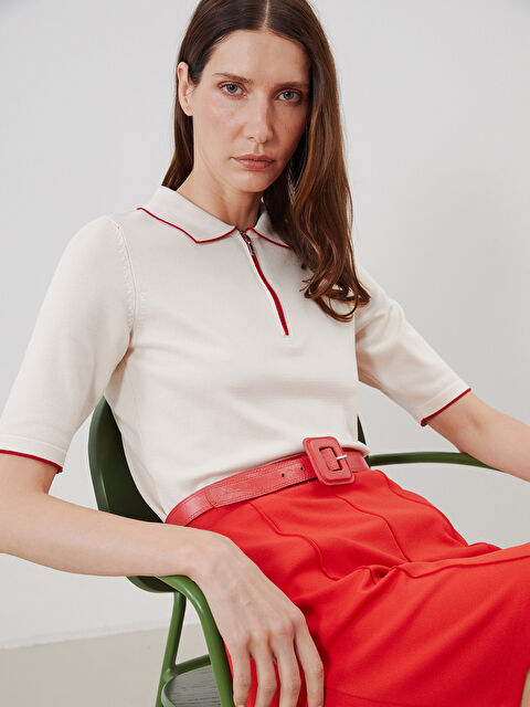 LCWAIKIKI Classic Polo Yaka Kadın Triko Kazak - S5QF45Z8-R9J