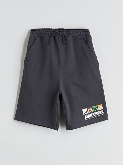 LCW Kids Beli Lastikli Minecraft Baskılı Erkek Çocuk Şort - S5QF81Z4-R34