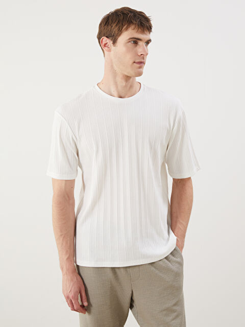 LCW Vision Bisiklet Yaka Erkek Dokulu Tişört - S5QF95Z8-R9J