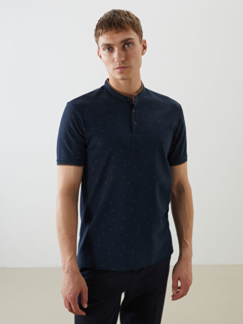 LCW Vision Hakim Yaka Desenli Penye Erkek Tişört - S5QG11Z8-RFH