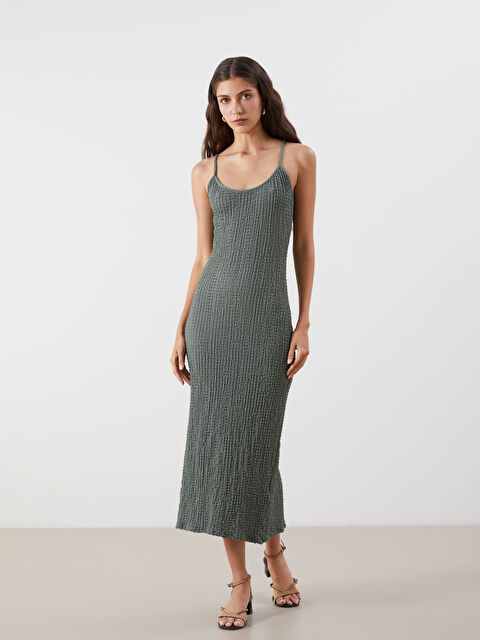 LCW Vision U Yaka Dokulu Elbise - S5QG56Z8-GQQ