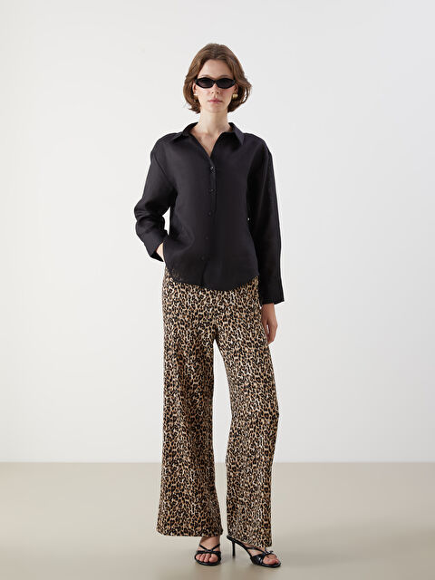 LCW Vision Beli Lastikli Leopar Desenli Kadın Pantolon - S5QG88Z8-LQY