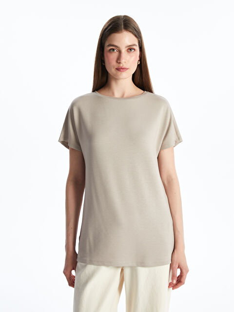 LCWAIKIKI Classic Bisiklet Yaka Kadın Tişört - S5QH91Z8-FMC