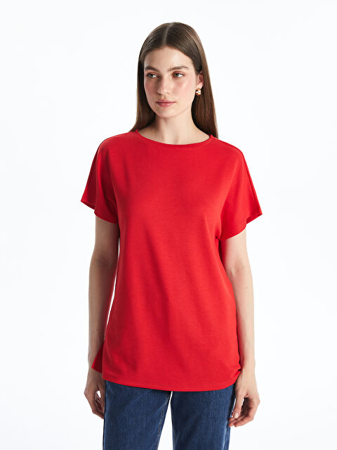 LCWAIKIKI Classic Bisiklet Yaka Kadın Tişört - S5QH91Z8-GRQ