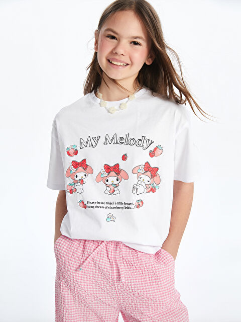 LCW Kids Bisiklet Yaka My Melody Baskılı Kız Çocuk Tişört - S5QI09Z4-Q6K