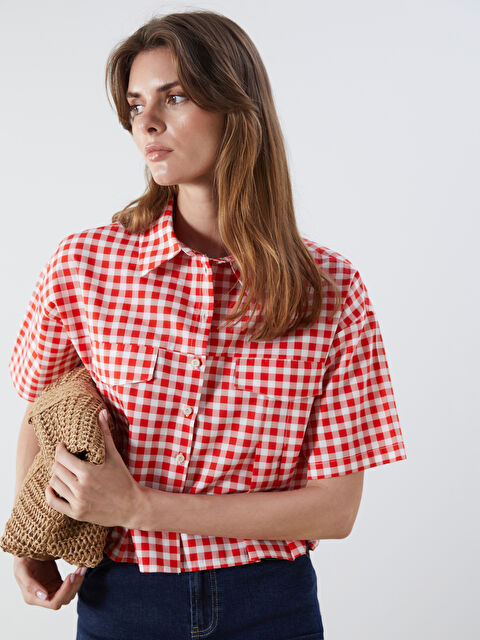 Natuvera Ekose Poplin Kadın Gömlek - S5QI65Z8-YZQ