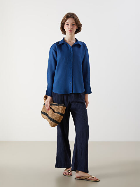 LCWAIKIKI Classic Beli Lastikli Dokulu Kadın Pantolon - S5QI78Z8-HRC