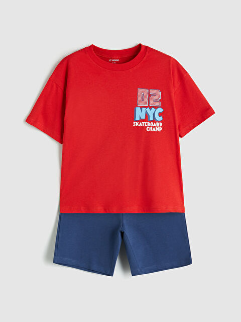 LCW Kids Baskılı Erkek Çocuk Tişört ve Şort 2'li - S5QI97Z1-H0P