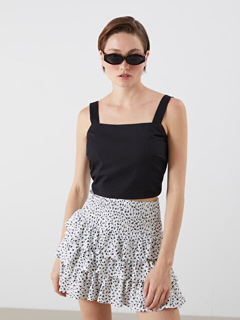 LCW Vision Kare Yaka Crop Bluz - S5QJ63Z8-CVL