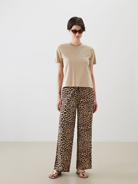 LCW Vision Beli Lastikli Leopar Desenli Kadın Pantolon - S5QJ79Z8-LQX