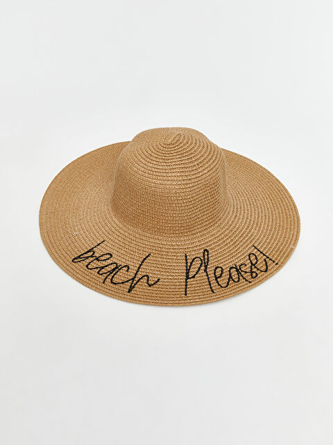LCW ACCESSORIES Yazı Nakışlı Kadın Hasır Şapka - S5QJ89Z8-FF5