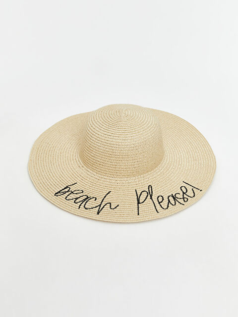 LCW ACCESSORIES Yazı Nakışlı Kadın Hasır Şapka - S5QJ89Z8-LV0