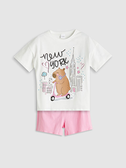 LCW Kids Crew Neck Girls' Shortie Pyjama Set - S5QJ96Z4-FDU