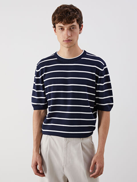 XSIDE Bisiklet Yaka Kısa Kollu Çizgili Erkek Triko Kazak - S5QJ99Z8-RFH