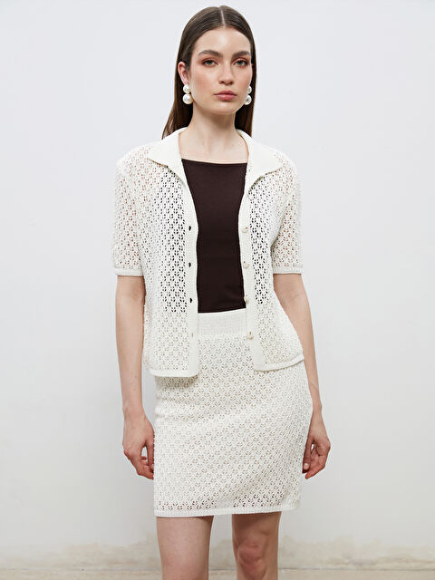 Soulife Gömlek Yaka Ajurlu Kadın Triko Hırka - S5QK06Z8-HZZ