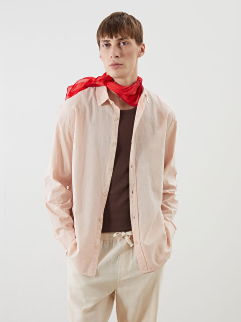 XSIDE Regular Fit Uzun Kollu Keten Karışımlı Erkek Gömlek - S5QK32Z8-G7X