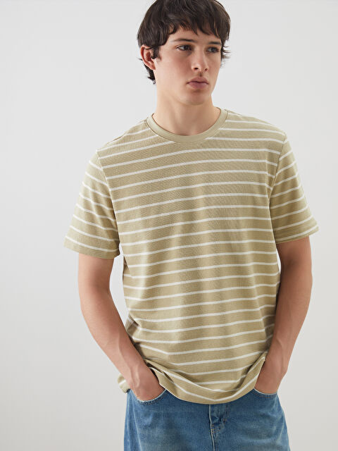 XSIDE Bisiklet Yaka Çizgili Erkek Tişört - S5QK70Z8-G4W