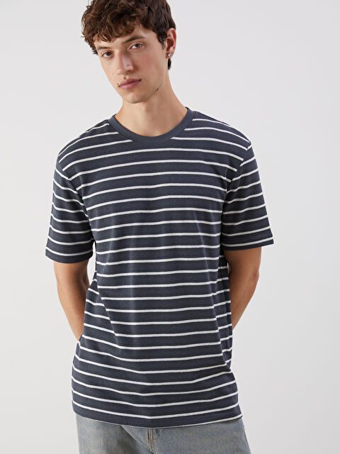 XSIDE Bisiklet Yaka Çizgili Erkek Tişört - S5QK70Z8-HZX