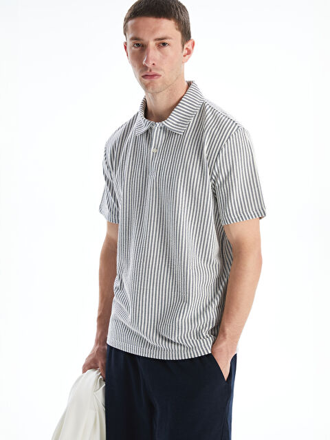 LCW Vision Polo Yaka Çizgili Erkek Tişört - S5QK96Z8-LEM