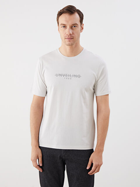 LCWAIKIKI Classic Bisiklet Yaka Baskılı Penye Erkek Tişört - S5QK99Z8-KXT