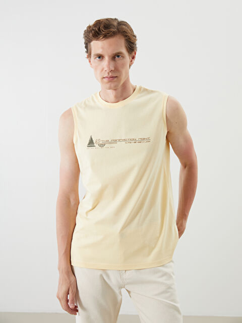 LCWAIKIKI Classic Bisiklet Yaka Baskılı Erkek Kolsuz Tişört - S5QL03Z8-FDS