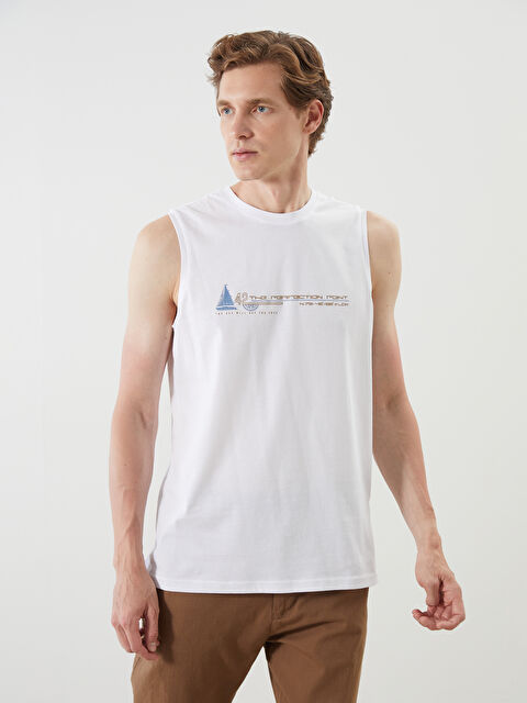 LCWAIKIKI Classic Bisiklet Yaka Baskılı Erkek Kolsuz Tişört - S5QL03Z8-Q6K