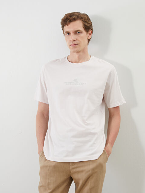 LCWAIKIKI Classic Bisiklet Yaka Baskılı Penye Erkek Tişört - S5QL05Z8-FZQ