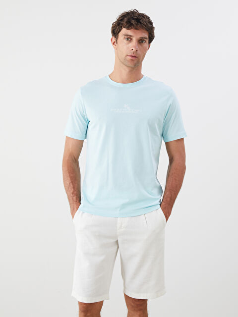 LCWAIKIKI Classic Bisiklet Yaka Baskılı Penye Erkek Tişört - S5QL05Z8-KXU