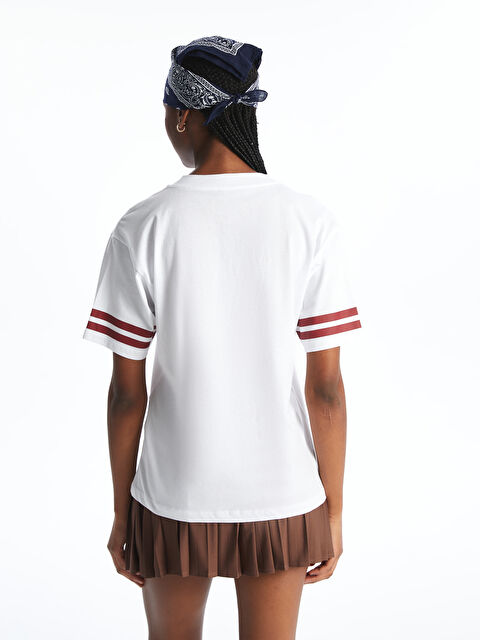 XSIDE Bordo V Yaka NYC Baskılı Oversize Kadın Tişört - S5QL22Z8