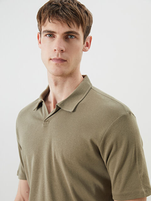 SOUTHBLUE Polo Yaka Keten Karışımlı Erkek Tişört - S5QL37Z8-R1D