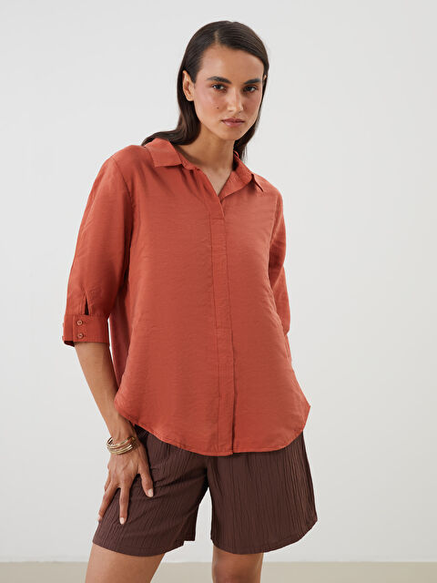 LCWAIKIKI Classic Gömlek Yaka Modal Karışımlı Bluz - S5QL40Z8-GYN