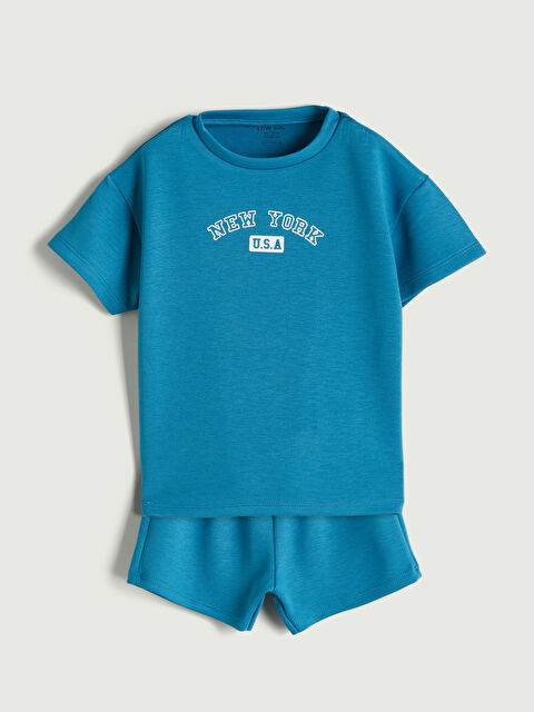 LCW baby Baskılı Erkek Bebek Tişört ve Şort 2'li Takım - S5QL46Z1-HAN