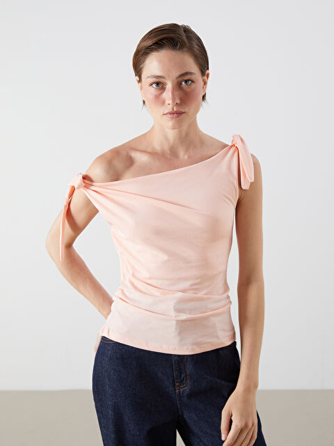 LCW Vision Dökümlü Yaka Büzgülü Bluz - S5QL84Z8-FZY