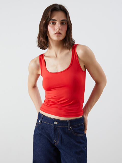 LCW Vision U Yaka Kadın Atlet - S5QL89Z8-GYE