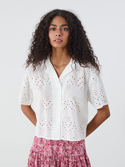 XSIDE Ajurlu Kadın Crop Gömlek - S5QM62Z8-Q6K