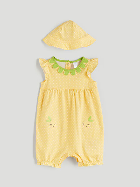 LCW baby Nakışlı Kız Bebek Tulum ve Şapka - S5QM88Z1-LUG