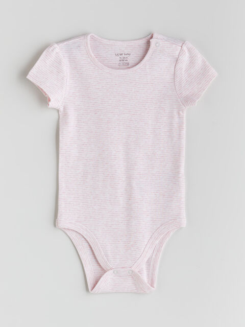 LCW baby Bisiklet Yaka Basic Kız Bebek Çıtçıtlı Body - S5QN78Z1-LHF