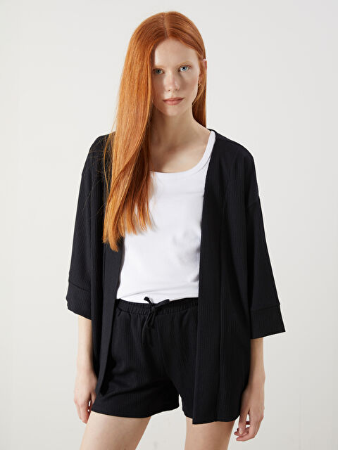 XSIDE Şal Yaka Dokulu Oversize Kadın Kimono - S5QO58Z8-CVL