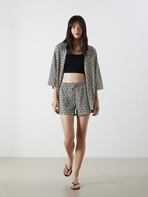 XSIDE Beli Lastikli Desenli Kadın Şort - S5QO62Z8-LQJ