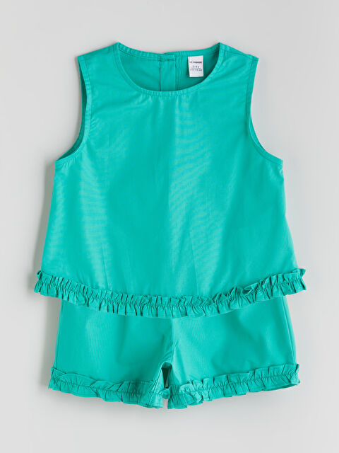 LCW Kids Basic Poplin Kız Çocuk Bluz ve Şort 2'li - S5QO68Z1-GMF