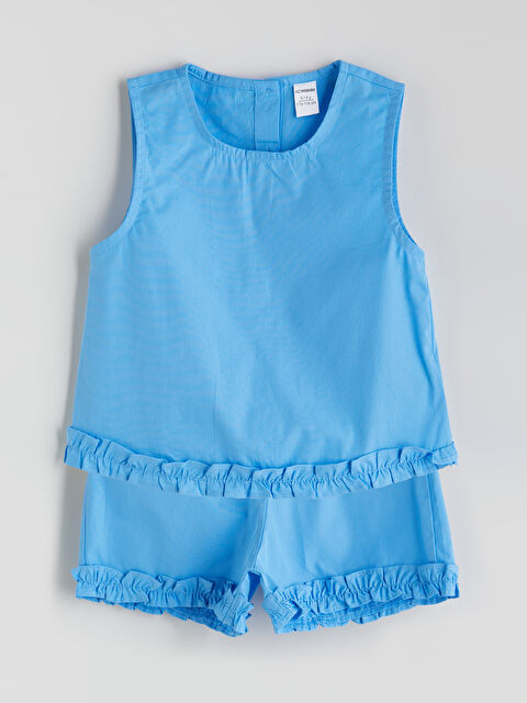 LCW Kids Basic Poplin Girls' Blouse and Shorts 2 Pack - S5QO68Z1-GUX