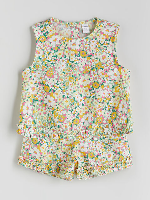 LCW Kids Basic Poplin Kız Çocuk Bluz ve Şort 2'li - S5QO68Z1-LRR