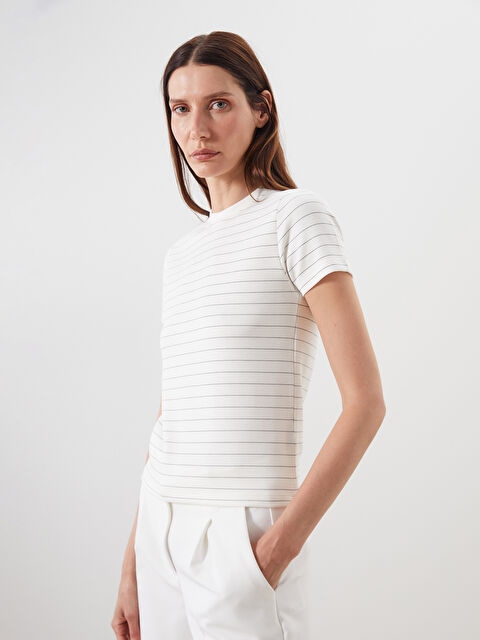 LCWAIKIKI Classic Crew Neck Striped Women's T-Shirt - S5QP04Z8-LFC