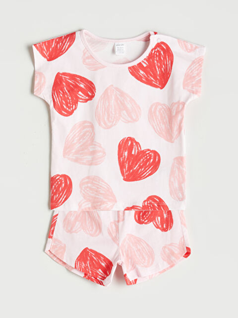 LCW baby Kalp Baskılı Kız Bebek Tişört ve Şort 2'li - S5QP31Z1-LSZ